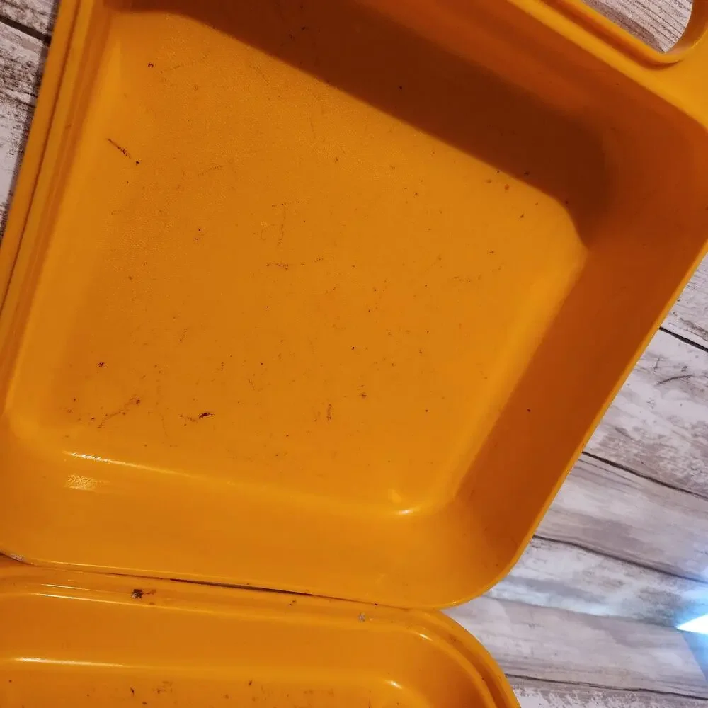Vintage Tupperware Yellow Alphabet ABCs Stencil Case Lunch Box Storage Container
